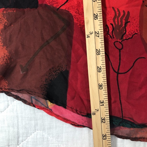 Goouch Shirt Men's Large Red Multi Button Up Long Sleeve Silk Abstract Funky Y2K - Picture 8 of 12